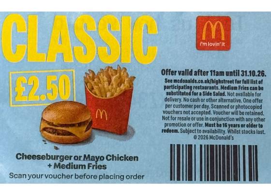 SCAN ME! Classic Meal for £2.50 - Limited Time